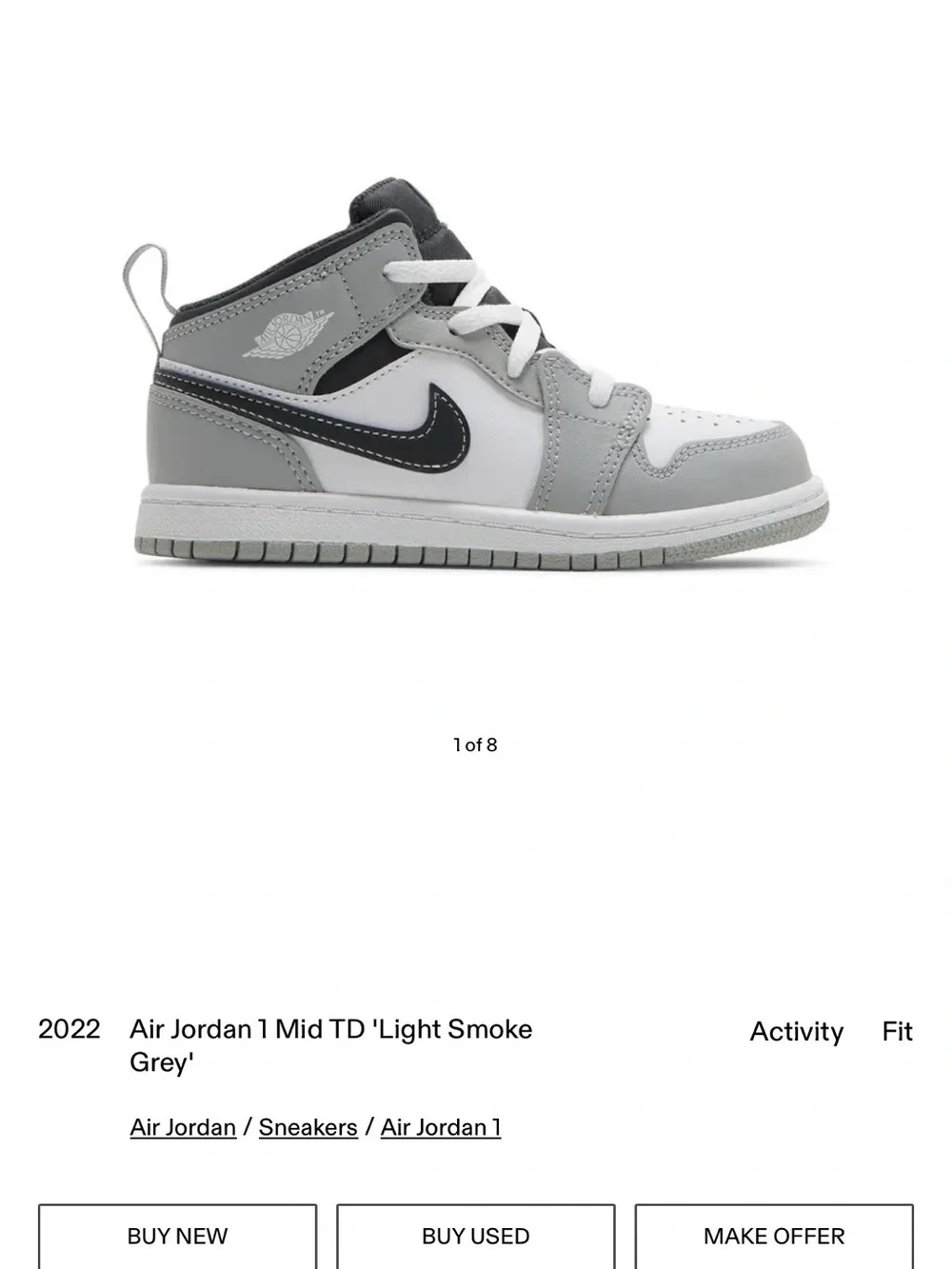 Kids Grey and White High-Top Sneakers
